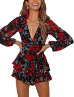 womens v neck floral sleeves rompers women's clothing and jumpsuits, rompers & overalls logo