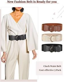 img 2 attached to 👗 Stylish Wide Women's Dress Belt - Stretchable Leather Elastic Waistband for Fashionable Ladies Dress Accessorizing