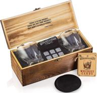 🥃 granite chilling rocks - whiskey stones set with 2 whiskey glasses in wooden box - perfect whiskey gifts for men on birthday, father's day, or christmas - by mixology & craft logo