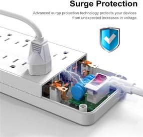 img 3 attached to YOHINSIZ Power Strip Surge Protector - 12 Outlets, 4 USB Ports & 1 USB-C Port (5V/3A), 6ft Extension Cord with Flat Plug for Home & Office, Black/White (White)