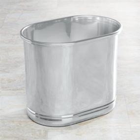 img 3 attached to 🗑️ mDesign Slim Oval Metal Trash Can - Small Wastebasket for Bathrooms, Kitchens & Home Offices