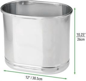 img 1 attached to 🗑️ mDesign Slim Oval Metal Trash Can - Small Wastebasket for Bathrooms, Kitchens & Home Offices