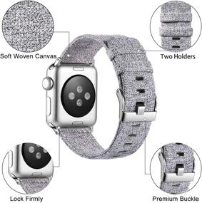 img 1 attached to Soft Woven Canvas Nylon Wristband for Apple Watch Series 6, 5, SE, 4, 3, 2/1 - Haveda Fabric Compatible - 40mm, 44mm, 38mm, 42mm - Men, Kids - Small, Large