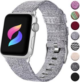 img 4 attached to Soft Woven Canvas Nylon Wristband for Apple Watch Series 6, 5, SE, 4, 3, 2/1 - Haveda Fabric Compatible - 40mm, 44mm, 38mm, 42mm - Men, Kids - Small, Large