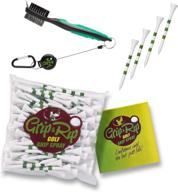 🏌️ golf club brush and groove cleaner with 2 ft retractable zip line, durable carabiner clip for golf bag, bulk pack of 100 long 3 1/4 inch golf tees, individually lined for perfect depth logo