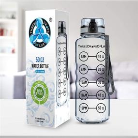 img 3 attached to 💧 50oz Sport Water Bottle - Ultimate High Capacity Hydration Solution - Clear Tritan Plastic, BPA Free, Flip Top, Leak Proof Lid, Re-Design Lid, New Strainer, Strong Reusable 50 oz Clear Sports Water Bottle