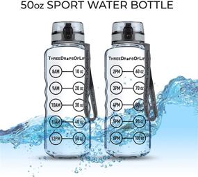 img 2 attached to 💧 50oz Sport Water Bottle - Ultimate High Capacity Hydration Solution - Clear Tritan Plastic, BPA Free, Flip Top, Leak Proof Lid, Re-Design Lid, New Strainer, Strong Reusable 50 oz Clear Sports Water Bottle