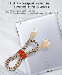 img 3 attached to 📱 AGVEE [3 Pack 6ft] Nylon Braided Charger Cable for iPhone 4/4S, iPad 1/2/3, iPod - Fast Charging & Data Sync Cord with Leather Ties - Durable Metal Shell - Black and Gold