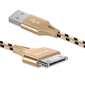 img 1 attached to 📱 AGVEE [3 Pack 6ft] Nylon Braided Charger Cable for iPhone 4/4S, iPad 1/2/3, iPod - Fast Charging & Data Sync Cord with Leather Ties - Durable Metal Shell - Black and Gold