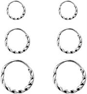 💎 mini twisted helix hoop earrings in sterling silver - hypoallergenic unisex jewelry, ideal for women, teen girls, men - small white gold plated polish with trendy design - perfect gift for mom & daughter logo