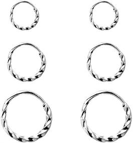 img 4 attached to 💎 Mini Twisted Helix Hoop Earrings in Sterling Silver - Hypoallergenic Unisex Jewelry, Ideal for Women, Teen Girls, Men - Small White Gold Plated Polish with Trendy Design - Perfect Gift for Mom & Daughter