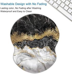 img 1 attached to 🖱️ ITNRSIIET Ergonomic Mouse Pad with Gel Wrist Rest Support and Lycra Cloth, Non-Slip Base - Ideal for Computer, Laptop, Home, Office, Travel - Black Cracked Marbling