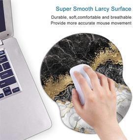 img 2 attached to 🖱️ ITNRSIIET Ergonomic Mouse Pad with Gel Wrist Rest Support and Lycra Cloth, Non-Slip Base - Ideal for Computer, Laptop, Home, Office, Travel - Black Cracked Marbling