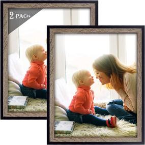 img 4 attached to 8x10 Multicolored Molding Picture Frame by Golden State Art - Ideal for Baby Pictures, Weddings, Portraits - Desk and Wall Display (Black/Grey, 2 Pack)