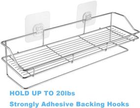 img 1 attached to 🚿 Silver Wall Mounted Shower Shelf HENOALR: Bathroom Storage Organizer with Towel Bar and Large Space - Pack of 2