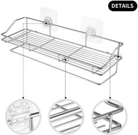 img 2 attached to 🚿 Silver Wall Mounted Shower Shelf HENOALR: Bathroom Storage Organizer with Towel Bar and Large Space - Pack of 2