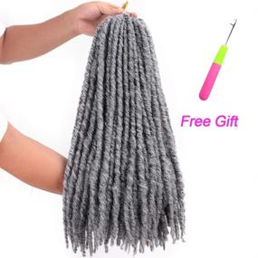 img 2 attached to 🧡 6 Packs/lot 18 Inch Straight Faux Locs Crochet Hair | Goddess Faux Locs Hair | Dreadlocks Synthetic Crochet Hair Braids for Women (Mixed Gray)