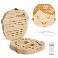 👶 cherish precious memories: baby tooth box, wooden keepsake organizer for baby teeth with tweezers and lanugo bottle - perfect for preserving childhood memories (girl) logo