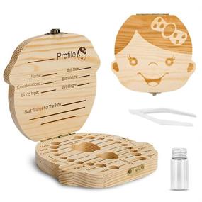 img 1 attached to 👶 Cherish Precious Memories: Baby Tooth Box, Wooden Keepsake Organizer for Baby Teeth with Tweezers and lanugo Bottle - Perfect for Preserving Childhood Memories (Girl)