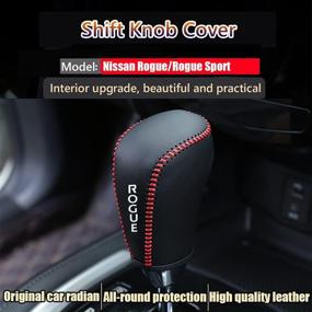 img 3 attached to 🚗 High-Quality Genuine Leather Automatic Gear Shift Knob Cover - Car Interior Accessory with Black Stitches for Nissan Rogue Sport (2017-2021) and Rogue (2014-2020)