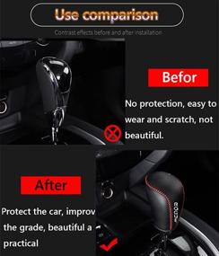 img 2 attached to 🚗 High-Quality Genuine Leather Automatic Gear Shift Knob Cover - Car Interior Accessory with Black Stitches for Nissan Rogue Sport (2017-2021) and Rogue (2014-2020)