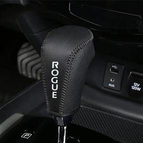 img 4 attached to 🚗 High-Quality Genuine Leather Automatic Gear Shift Knob Cover - Car Interior Accessory with Black Stitches for Nissan Rogue Sport (2017-2021) and Rogue (2014-2020)
