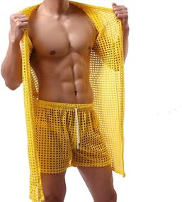 img 3 attached to 👀 Sleeveless See-Through Lingerie Sleepwear Men's Lounge Robes - Ideal for Sleep & Relaxation