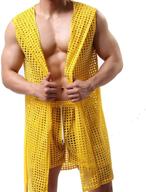 👀 sleeveless see-through lingerie sleepwear men's lounge robes - ideal for sleep & relaxation logo