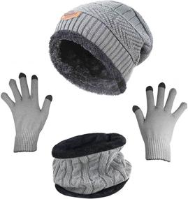 img 4 attached to 🧣 Winter Beanie Hat Set for Women - HINDAWI Slouchy Snow Knit Skull Cap with Scarf, Gloves & Touch Screen Mittens