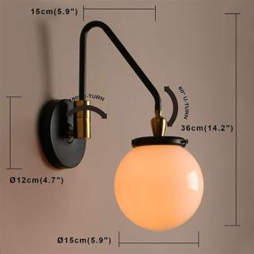 img 1 attached to 🛋️ Vintage Industrial Wall Light, Adjustable Swing Arm Bedside Lamp Wall Sconce Lighting with E26 Base, Retro Edison Wall Lamp Fixture, White Lampshade, Brass Dark Finish (Black) by Pathson