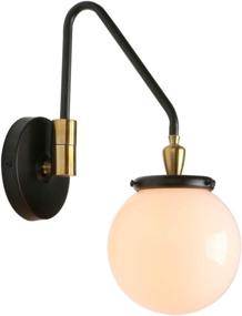 img 4 attached to 🛋️ Vintage Industrial Wall Light, Adjustable Swing Arm Bedside Lamp Wall Sconce Lighting with E26 Base, Retro Edison Wall Lamp Fixture, White Lampshade, Brass Dark Finish (Black) by Pathson