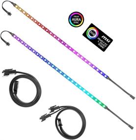 img 4 attached to 🌈 ALITOVE Addressable RGB LED Strip for PC | 5V WS2812B | ASUS AURA SYNC | MSI MYSTIC LIGHT SYNC | ASRock POLYCHROME RGB | Motherboard ADD Header | 40cm | 24 LED | 2pcs