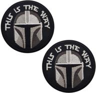 🔥 the way mandalorian half helmet art embroidered patch set: 3.15 inch 2pcs with tactical morale & fastener hook and loop backing logo