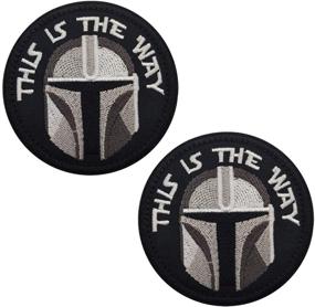 img 4 attached to 🔥 The Way Mandalorian Half Helmet Art Embroidered Patch Set: 3.15 Inch 2PCS with Tactical Morale & Fastener Hook and Loop Backing