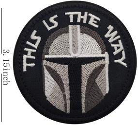 img 1 attached to 🔥 The Way Mandalorian Half Helmet Art Embroidered Patch Set: 3.15 Inch 2PCS with Tactical Morale & Fastener Hook and Loop Backing