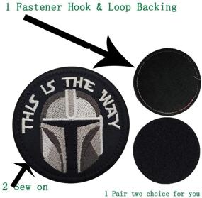 img 2 attached to 🔥 The Way Mandalorian Half Helmet Art Embroidered Patch Set: 3.15 Inch 2PCS with Tactical Morale & Fastener Hook and Loop Backing