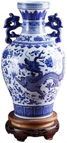 img 2 attached to Ufengke®Blue White Porcelain Binaural Dragon