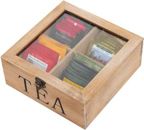 img 3 attached to 🍃 MyGift Rustic Natural Wood Tea Bag Storage Chest: Stylish Multipurpose Organizer with Clear Lid and Latch