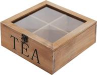 🍃 mygift rustic natural wood tea bag storage chest: stylish multipurpose organizer with clear lid and latch logo