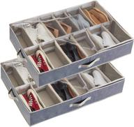 youdenova underbed shoe organizer: 12 compartments with adjustable dividers, 2 pack in grey - enhance your shoe storage solutions! логотип