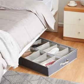 img 3 attached to YOUDENOVA Underbed Shoe Organizer: 12 Compartments with Adjustable Dividers, 2 Pack in Grey - Enhance Your Shoe Storage Solutions!