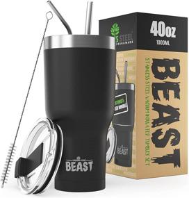 img 4 attached to 🖤 Black Stainless BEAST 40Oz Tumbler