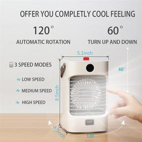 img 3 attached to Small Portable Cooling Fan with Spray - 120° Oscillation, Rechargeable Battery, Humidifier - Cordless AC Tent Fans for Camping - 4000mAh Battery Powered