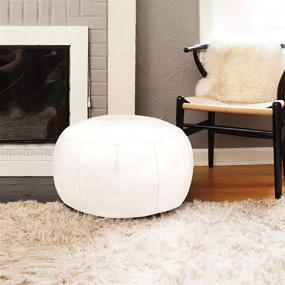 img 1 attached to 🪑 ZEFEN Unstuffed Pouf Foot Stool Round Decorative Leather Ottoman Cushion Storage Seat for Resting Your Feet on, Floor Chair, Living Room, Bedroom, Kids Room, and Wedding (White)