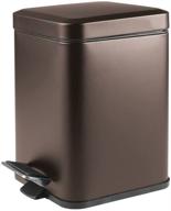 🗑️ mdesign bronze metal step trash can - 1.5 gallon square wastebasket with removable liner - ideal for bathroom, powder room, bedroom, kitchen, craft room, office - garbage container bin logo