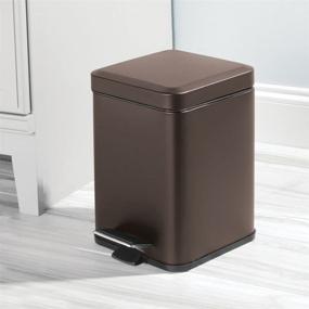 img 3 attached to 🗑️ mDesign Bronze Metal Step Trash Can - 1.5 Gallon Square Wastebasket with Removable Liner - Ideal for Bathroom, Powder Room, Bedroom, Kitchen, Craft Room, Office - Garbage Container Bin