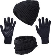 🧣 3-piece winter hat, scarf, and touch screen gloves set - warm knit skull cap gifts for men and women logo