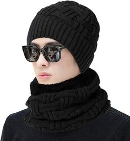 img 3 attached to 🧣 3-Piece Winter Hat, Scarf, and Touch Screen Gloves Set - Warm Knit Skull Cap Gifts for Men and Women