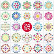 🖌️ diy rock painting stencils - 24 pack mandala templates (6x6 inch) for wood art patterns, reusable & perfect for wall drawings logo