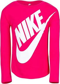 img 1 attached to 👕 Детская лонгслив-футболка Nike для девочек, рисунок спортивная одежда, светло-розовый цвет, размер 4T